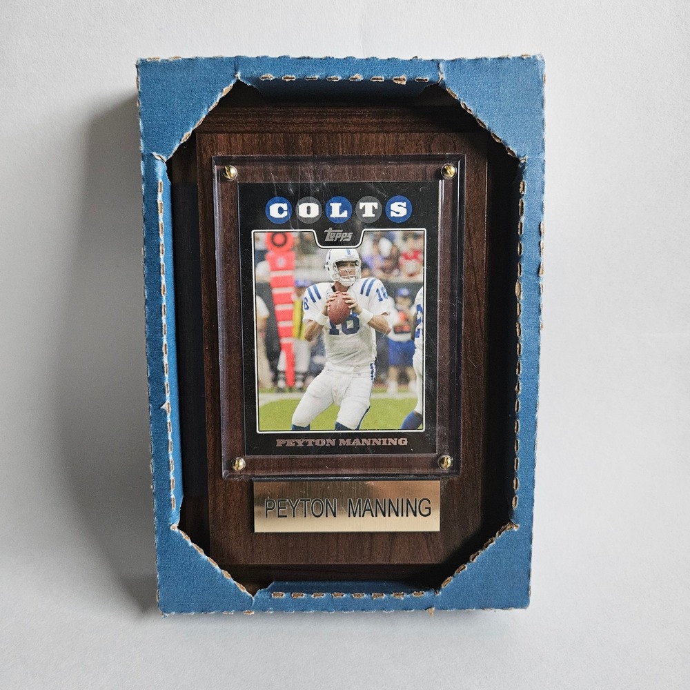Peyton Manning Indianapolis Colts Topps Trading Card Wood Plaque Collectible